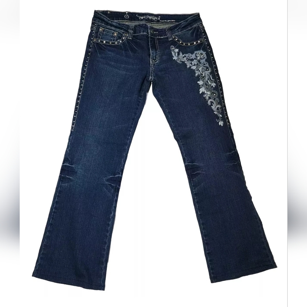 Montana West Trinity Ranch Jeans Size 11 32/35 X 29 Studded Rhinestones Mid Rise